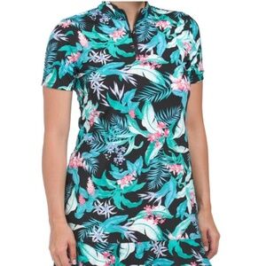 NWOT Tommy Bahama Tropical Floral Short Sleeve Golf Dress US Size LARGE